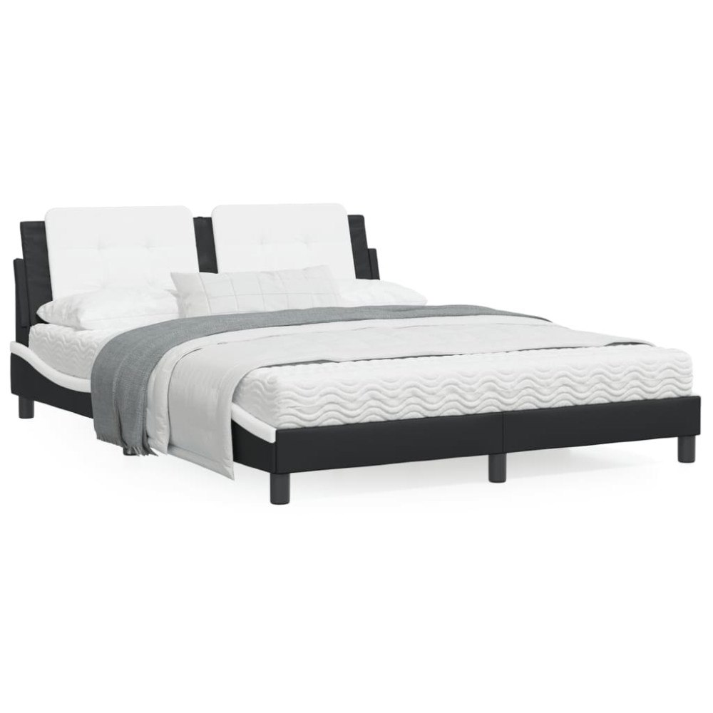vidaXL Bed Frame with LED without Mattress "Zadar" Black and White 160x200 cm