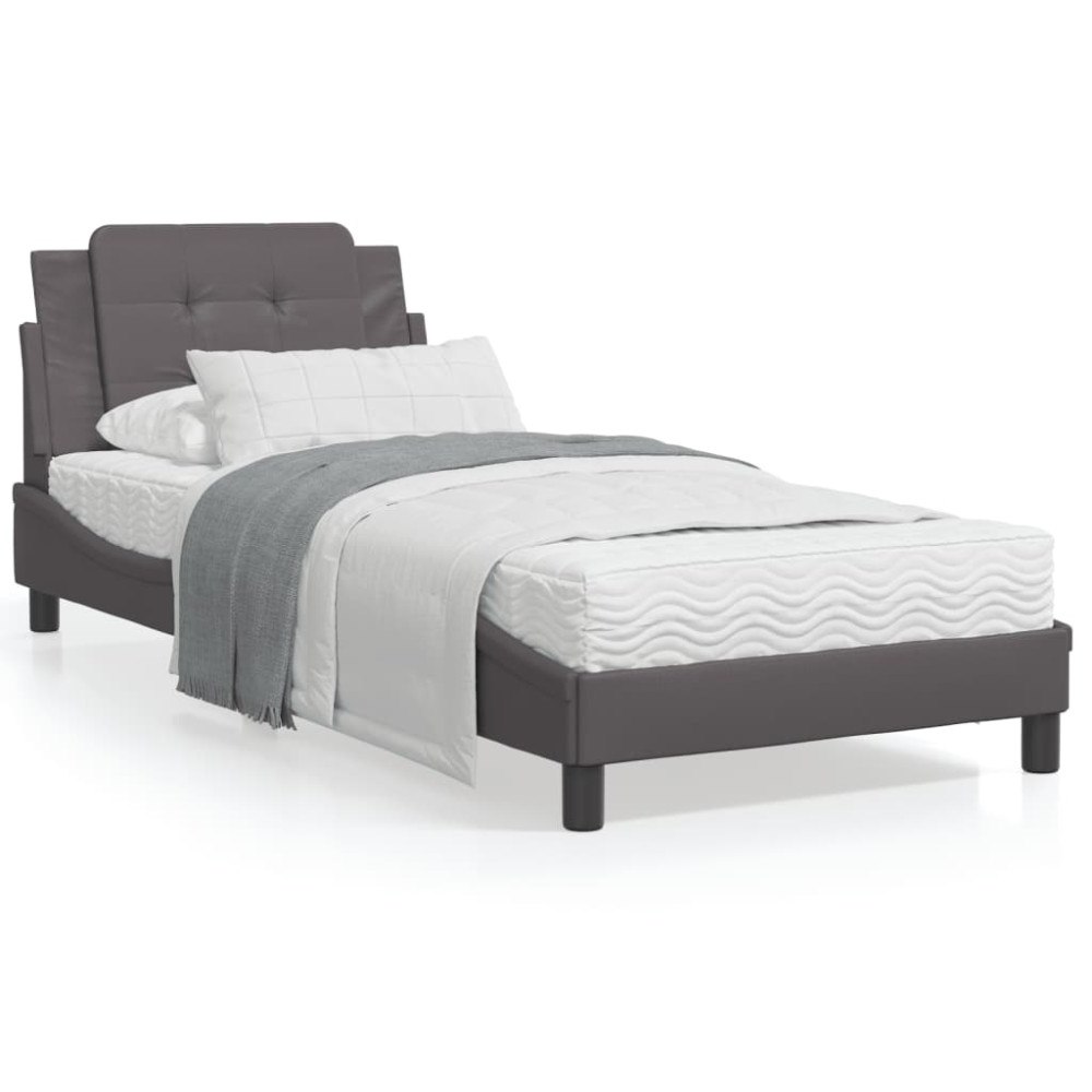 vidaXL Bed Frame with LED without Mattress "Zadar" Grey 100x200 cm