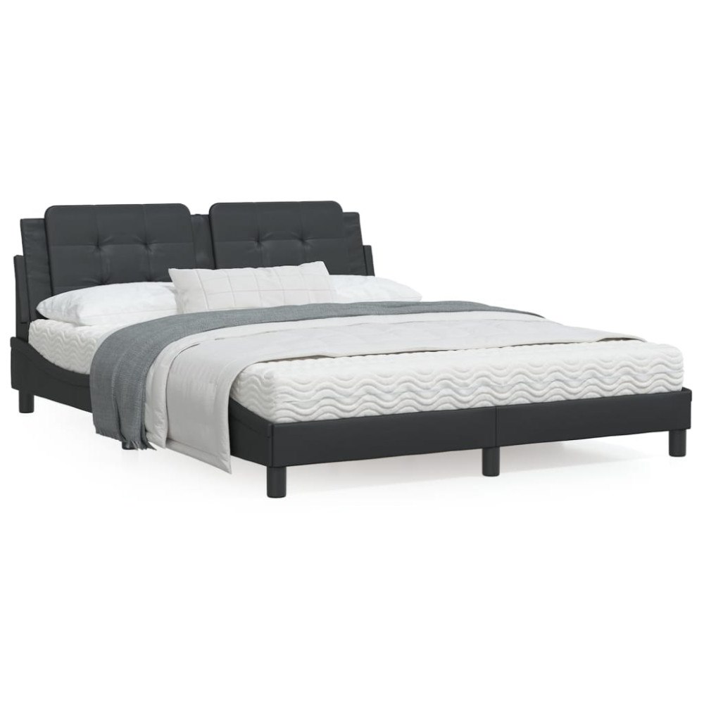 vidaXL Bed Frame with LED without Mattress "Zadar" Black 160x200 cm