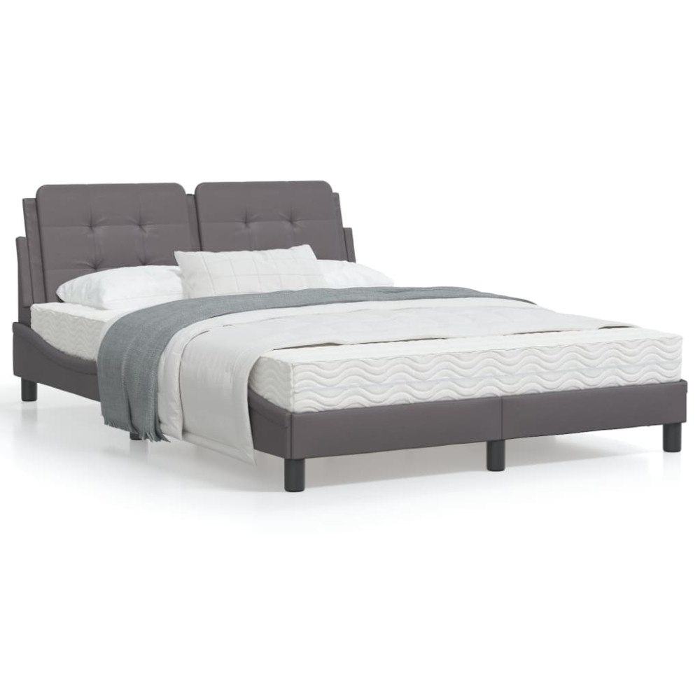 vidaXL Bed Frame with LED without Mattress "Zadar" Grey 120x200 cm