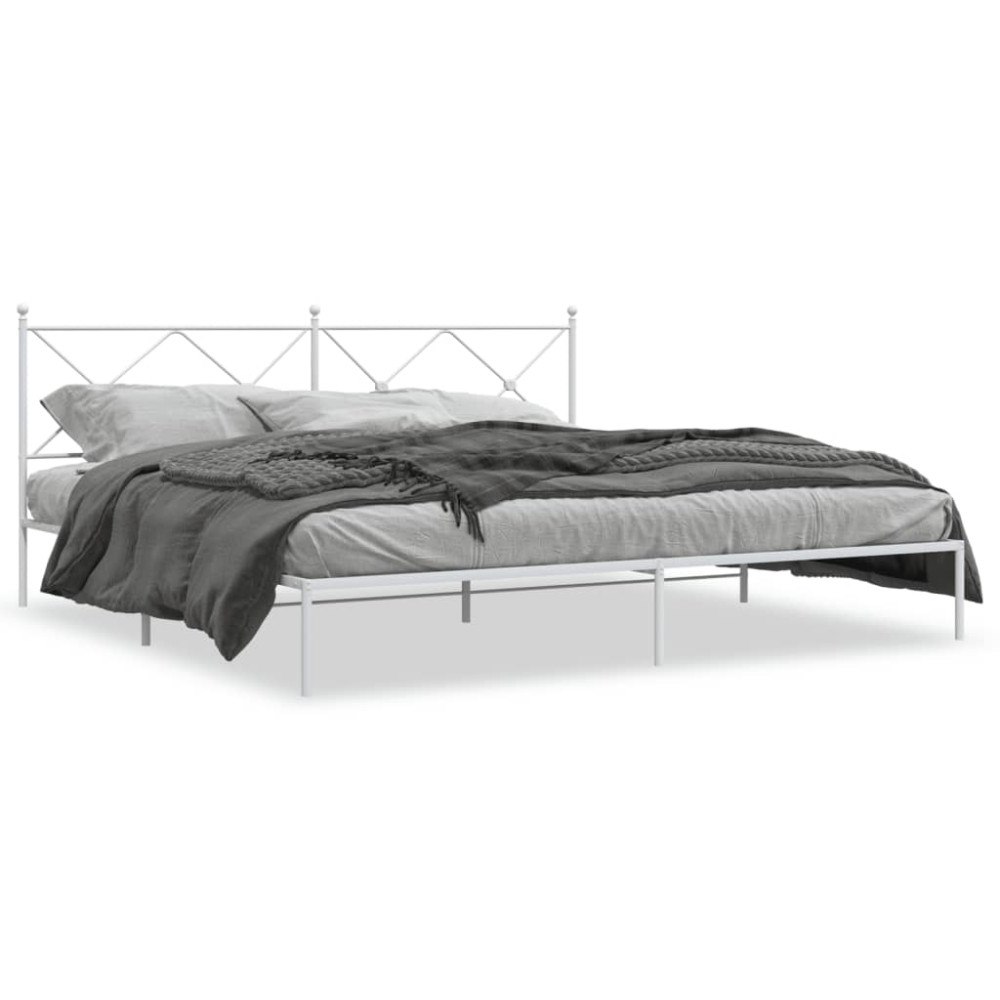 vidaXL Sängram med huvudgavel metall vit 193x203 cm