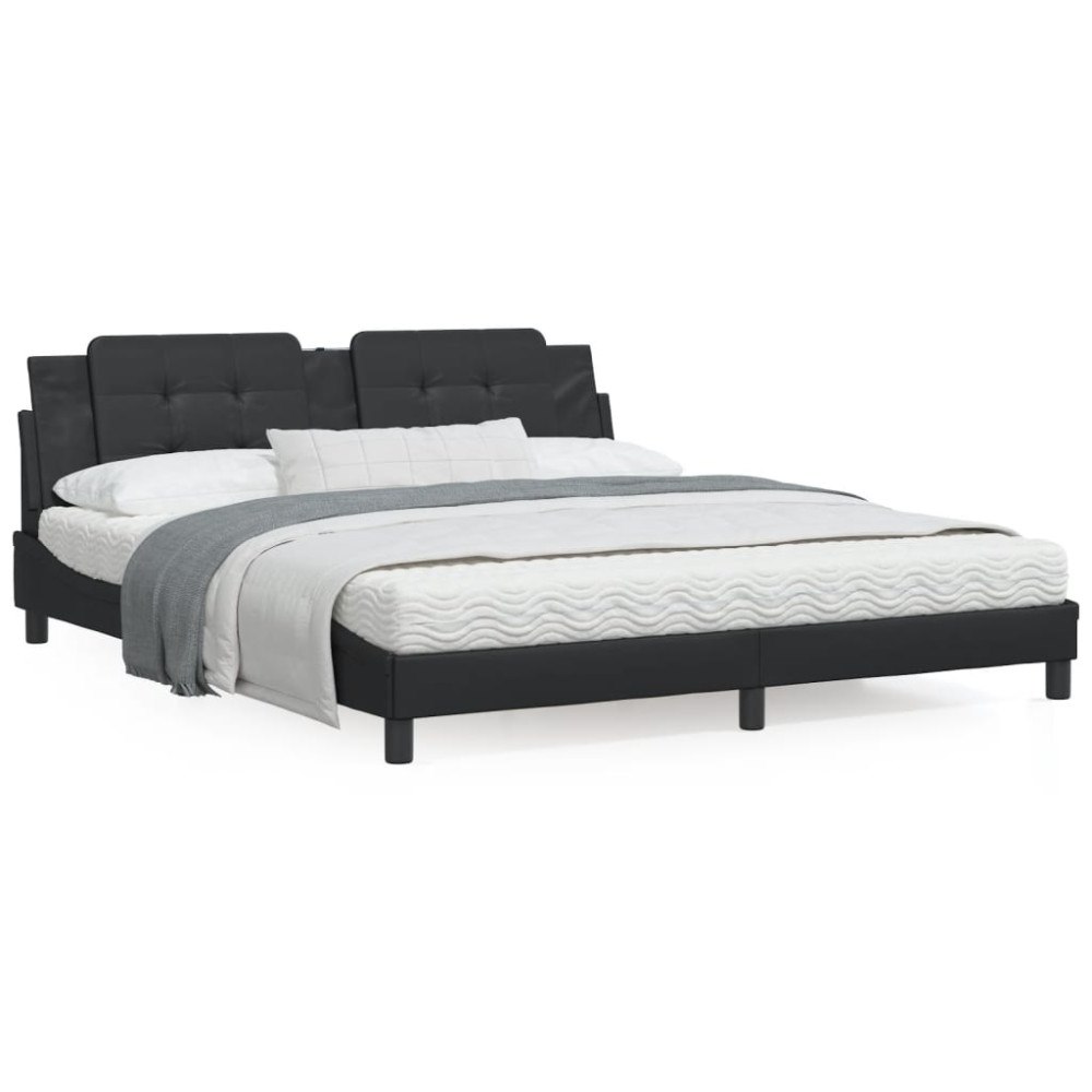 vidaXL Bed Frame with LED without Mattress "Zadar" Black 180x200 cm