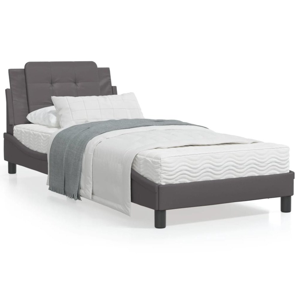 vidaXL Bed Frame without Mattress "Zadar" Grey 100x200 cm Faux Leather