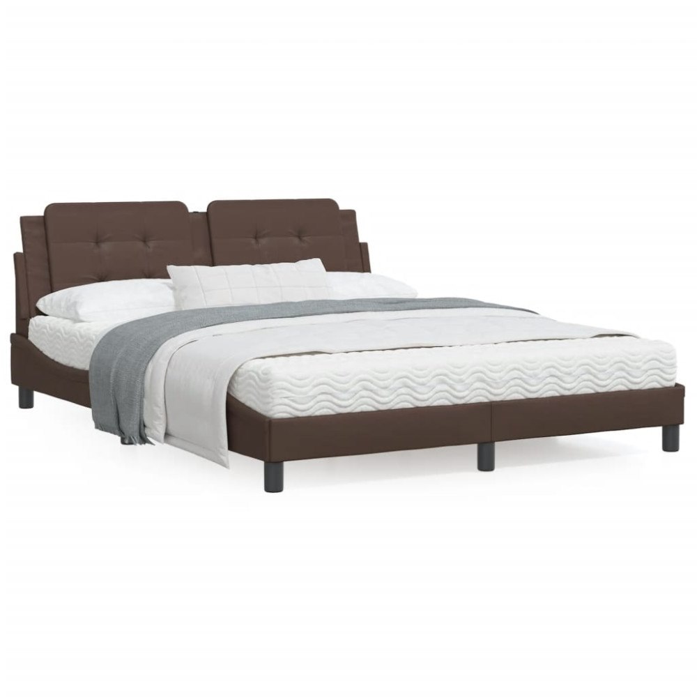 vidaXL Bed Frame without Mattress "Zadar" Brown 160x200 cm Faux Leather