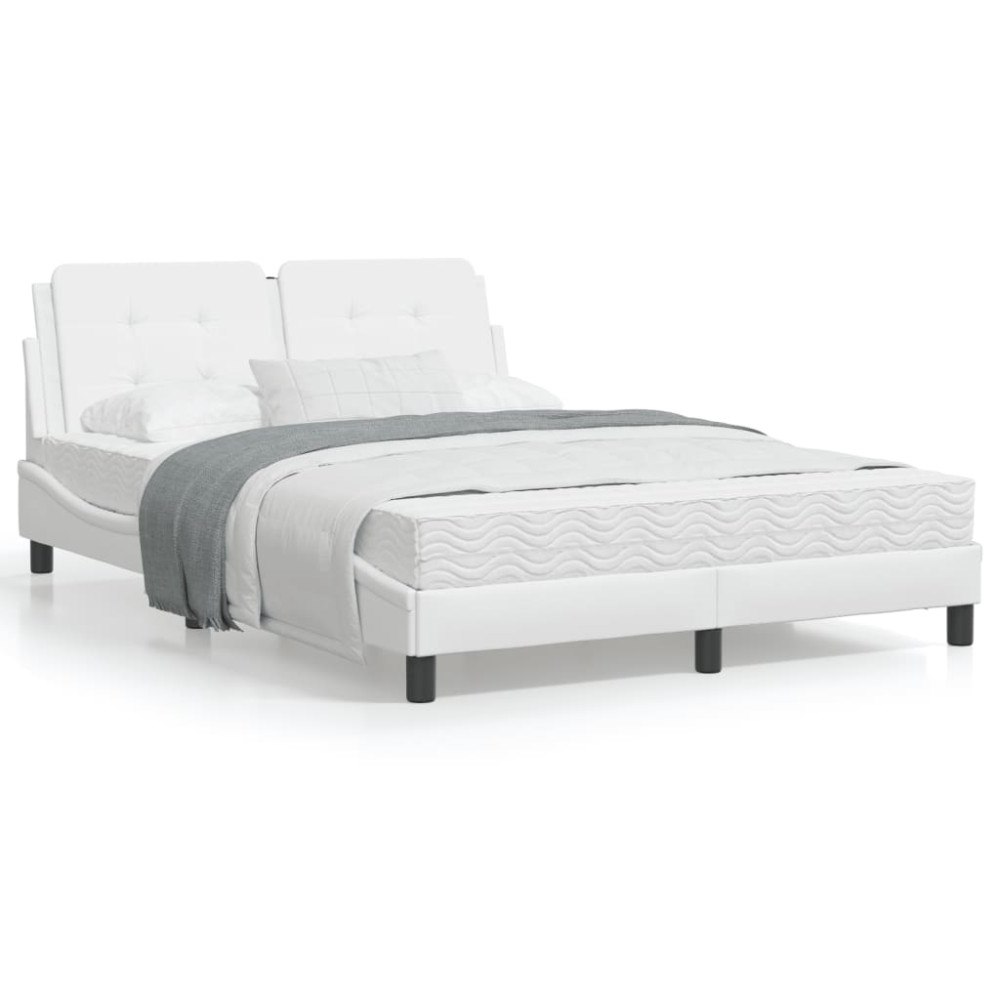 vidaXL Bed Frame without Mattress "Zadar" White 140x200 cm Faux Leather