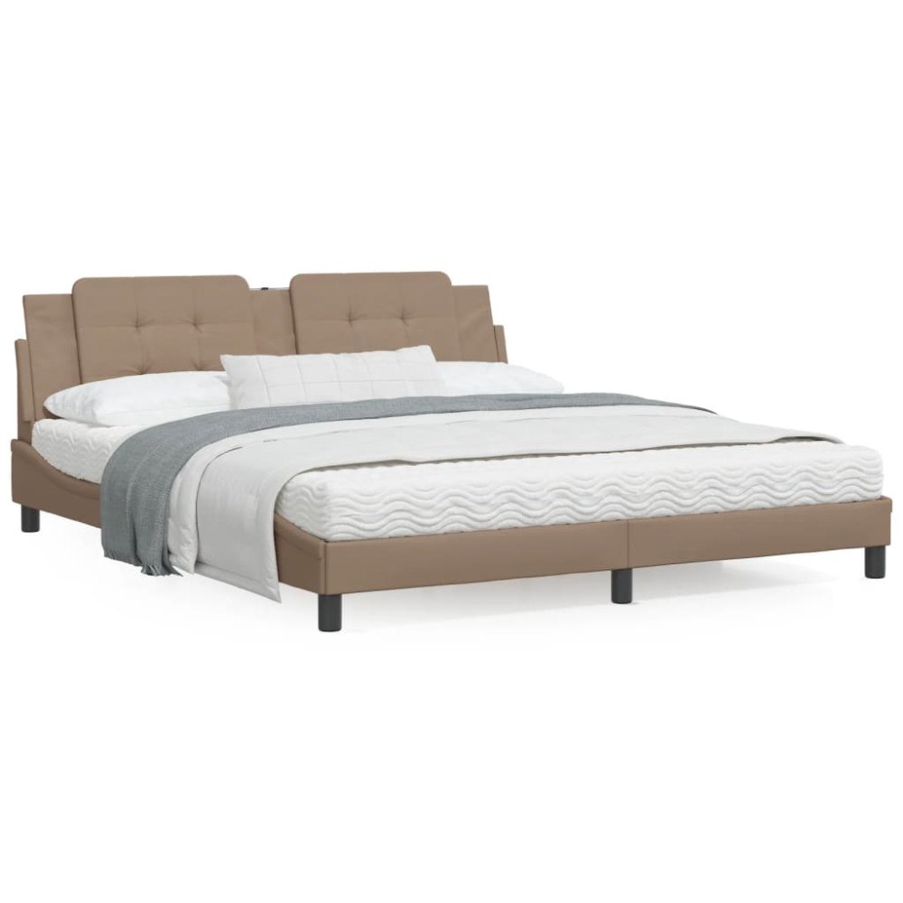 vidaXL Bed Frame with LED without Mattress "Zadar" Cappuccino 180x200 cm
