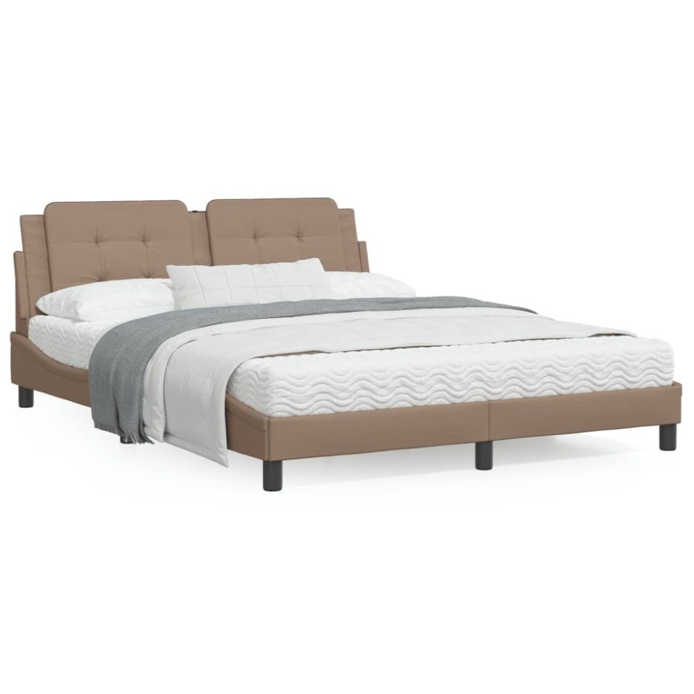 vidaXL Bed Frame with LED without Mattress "Zadar" Cappuccino 160x200 cm