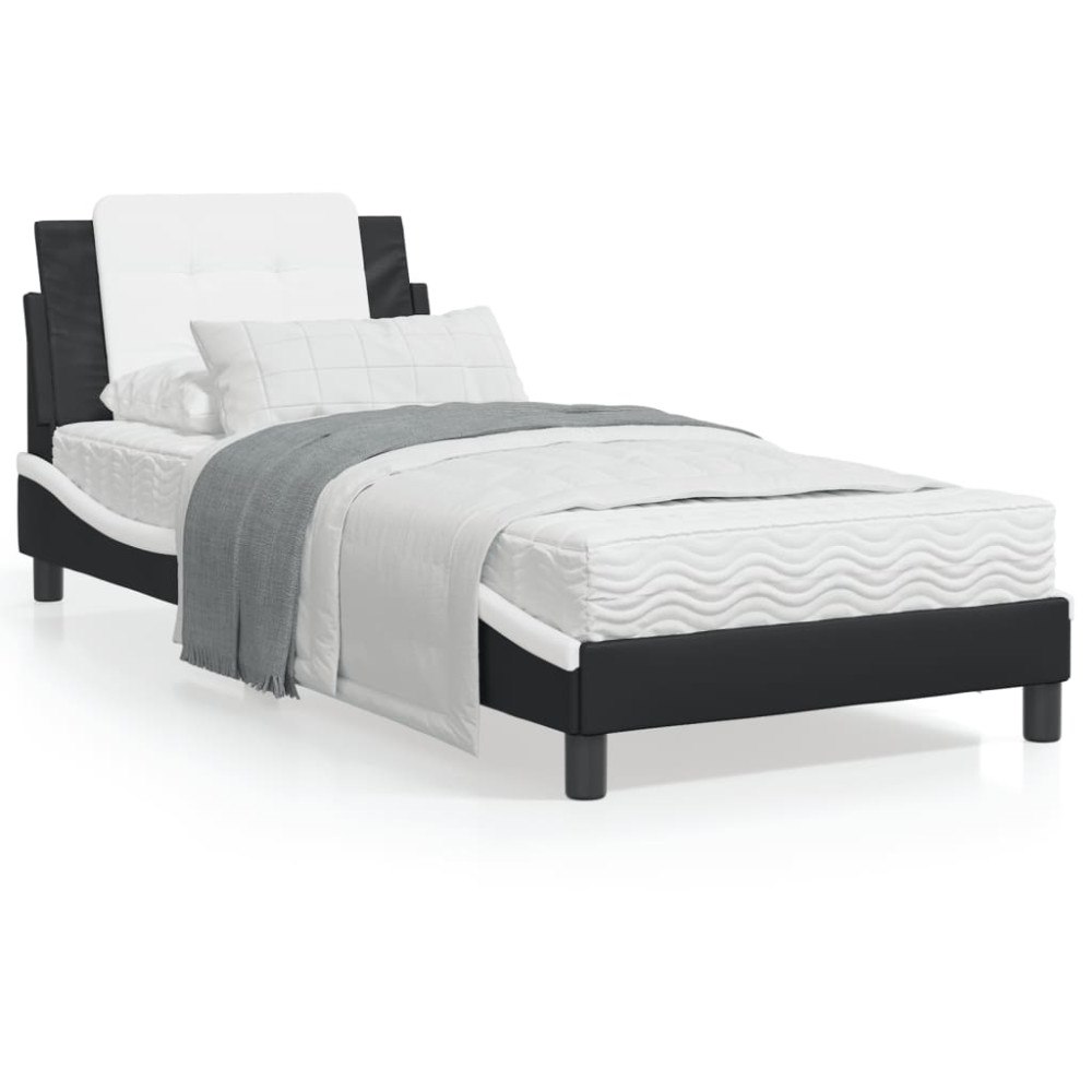vidaXL Bed Frame with LED without Mattress "Zadar" Black and White 90x200 cm