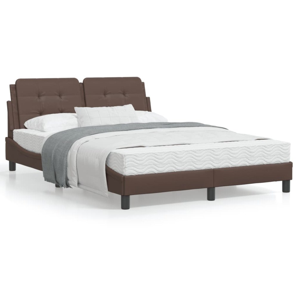 vidaXL Bed Frame with LED without Mattress "Zadar" Brown 120x200 cm
