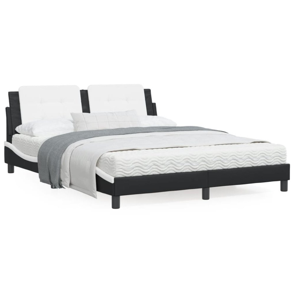 vidaXL Bed Frame without Mattress "Zadar" Black and White 160x200 cm Faux Leather