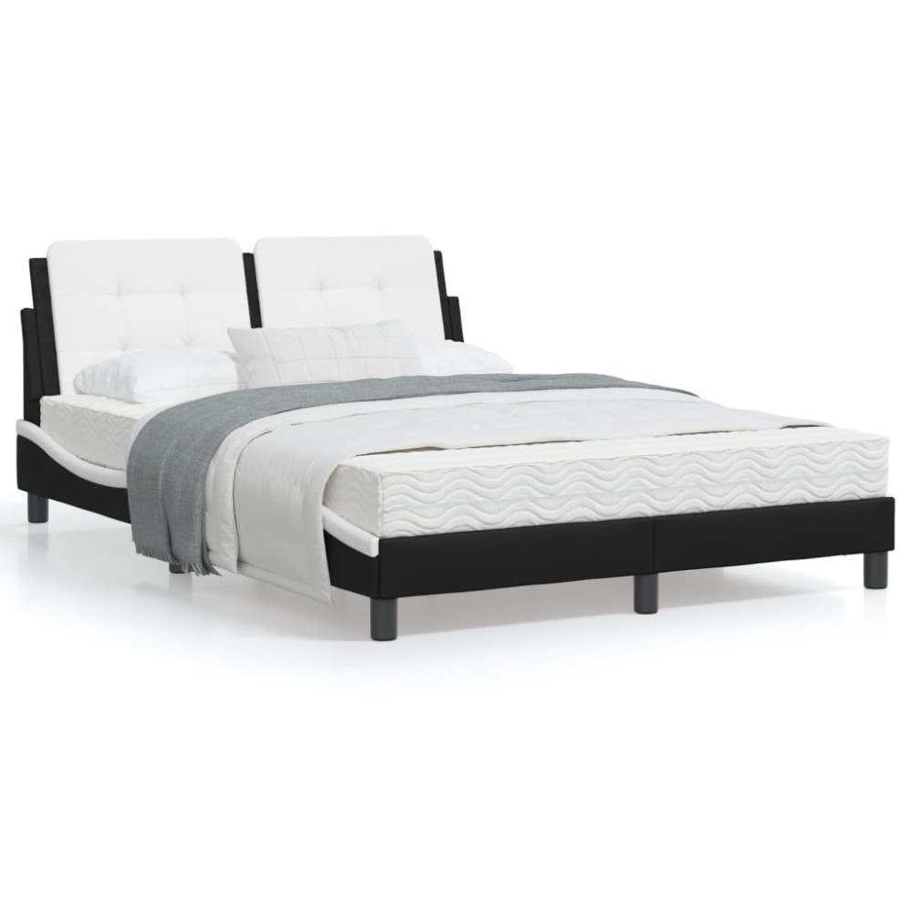 vidaXL Bed Frame without Mattress "Zadar" Black and White 140x190 cm Faux Leather
