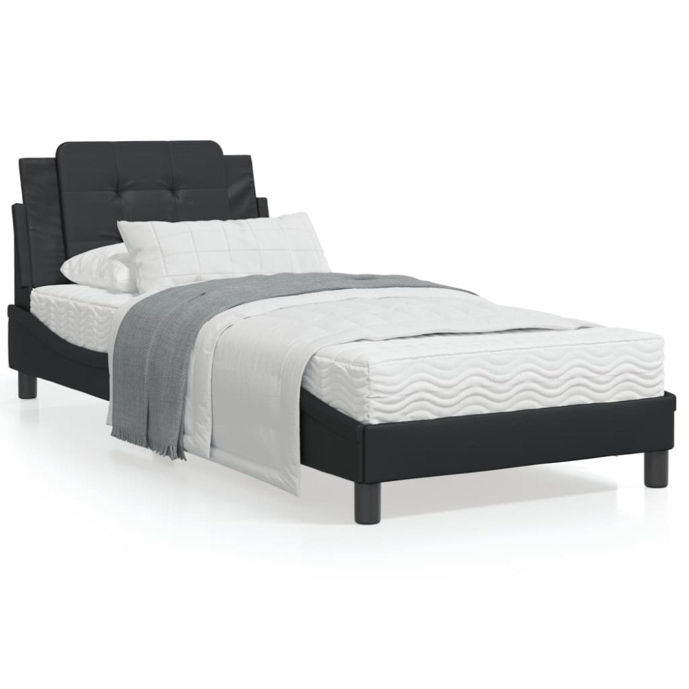 vidaXL Bed Frame without Mattress "Zadar" Black 90x190 cm Faux Leather