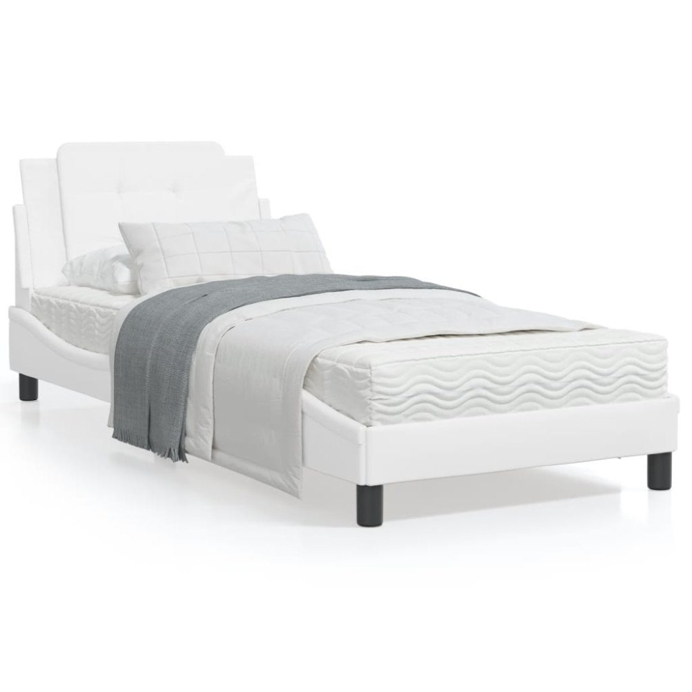 vidaXL Bed Frame with LED without Mattress "Zadar" White 90x200 cm