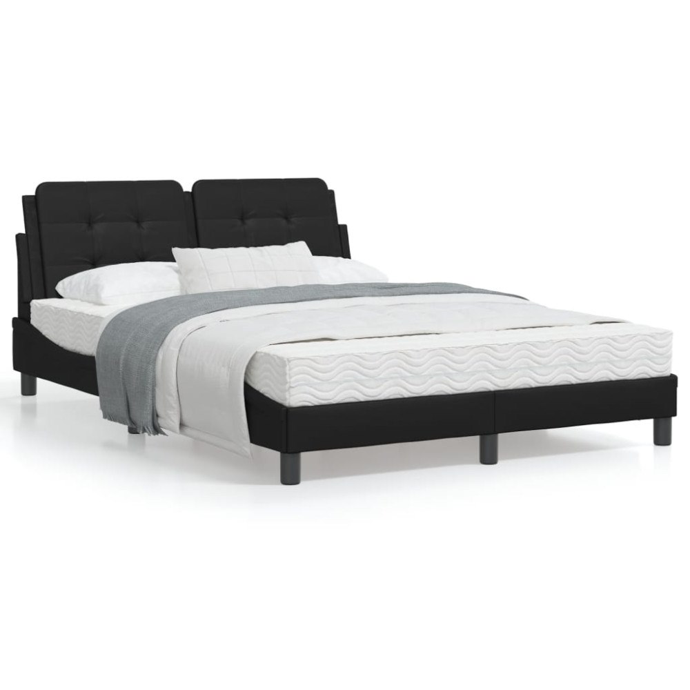 vidaXL Bed Frame with LED without Mattress "Zadar" Black 140x200 cm