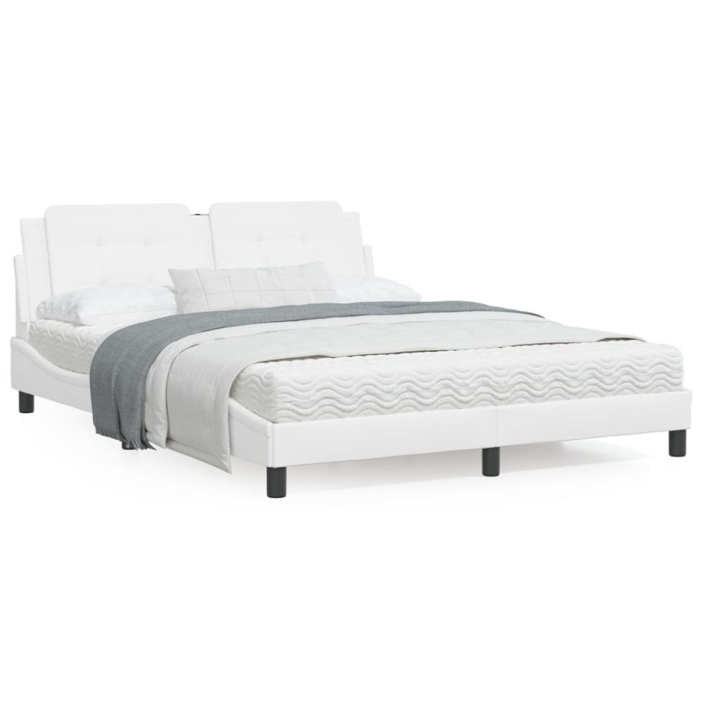 vidaXL Bed Frame without Mattress "Zadar" White 160x200 cm Faux Leather