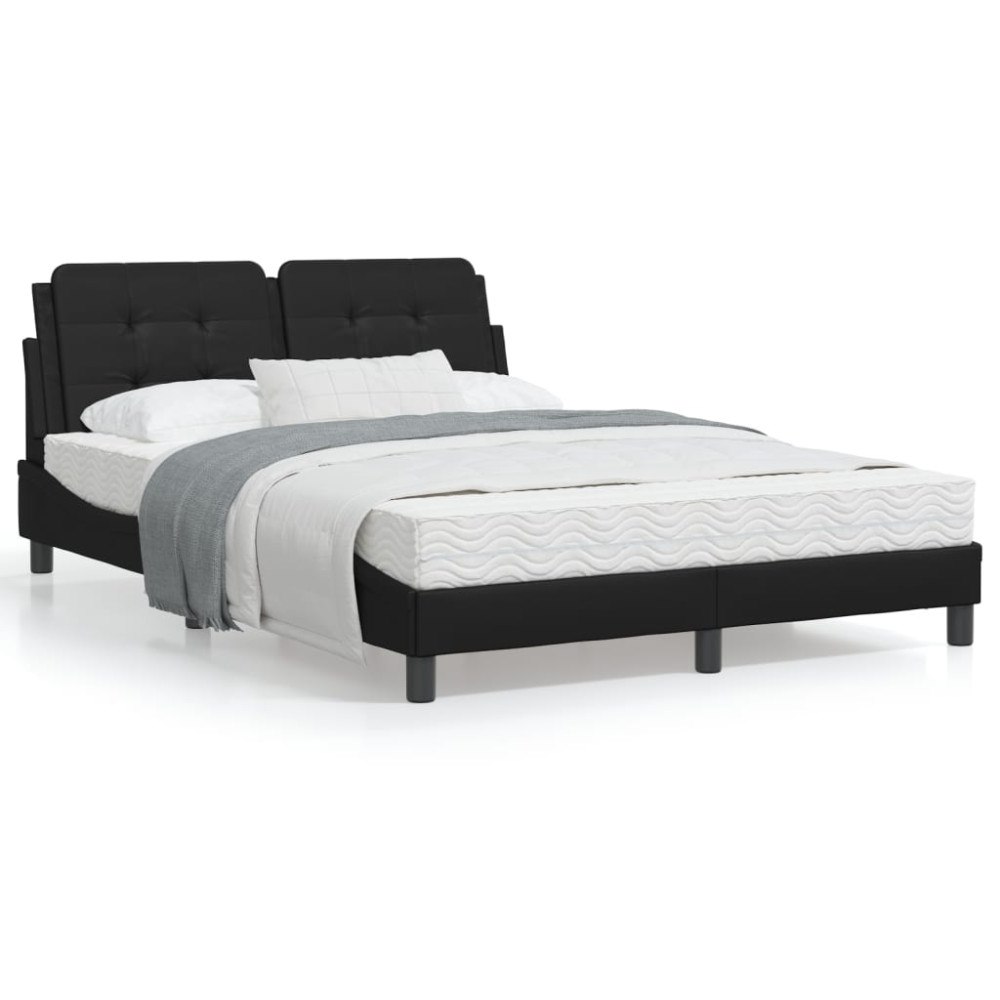 vidaXL Bed Frame without Mattress "Zadar" Black 140x200 cm Faux Leather
