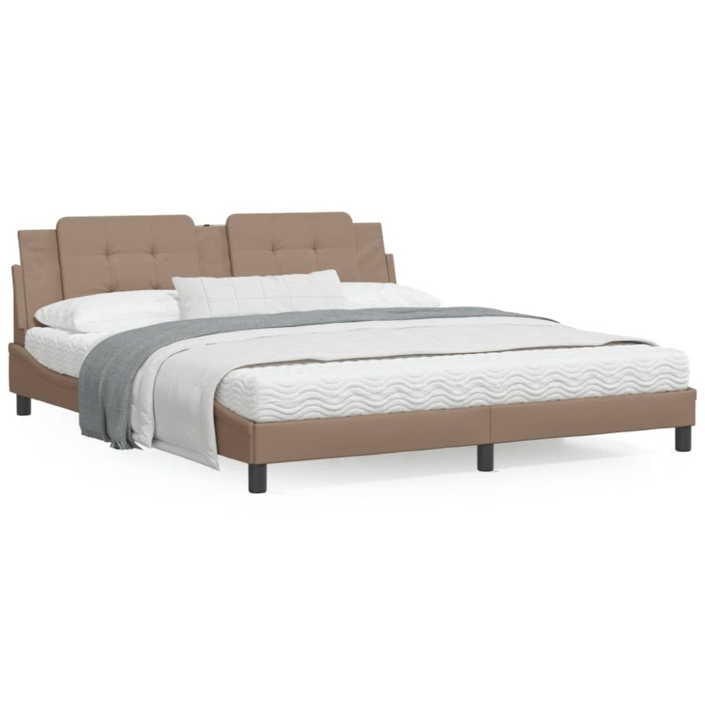vidaXL Bed Frame without Mattress "Zadar" Cappuccino 180x200 cm Faux Leather