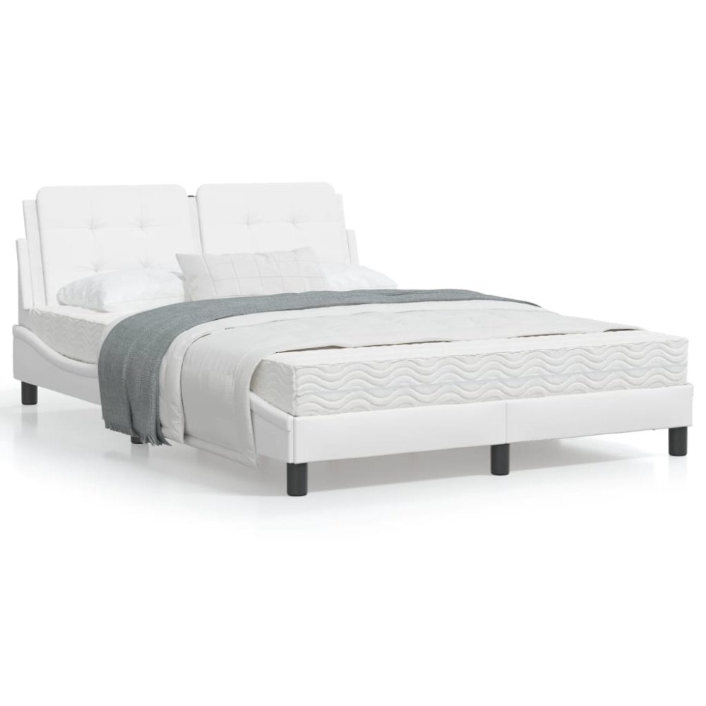 vidaXL Bed Frame without Mattress "Zadar" White 140x190 cm Faux Leather