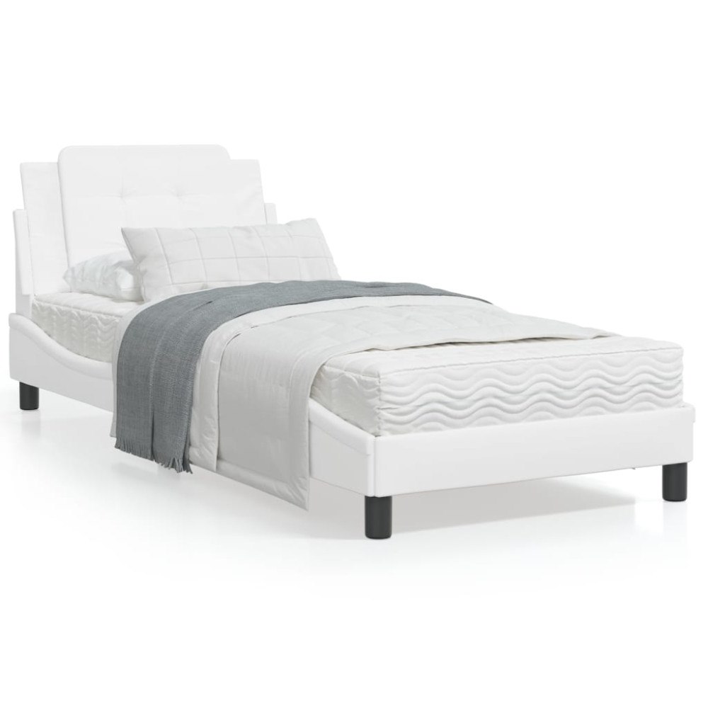 vidaXL Bed Frame without Mattress "Zadar" White 90x190 cm Faux Leather
