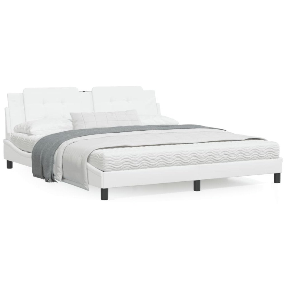 vidaXL Bed Frame without Mattress "Zadar" White 180x200 cm Faux Leather