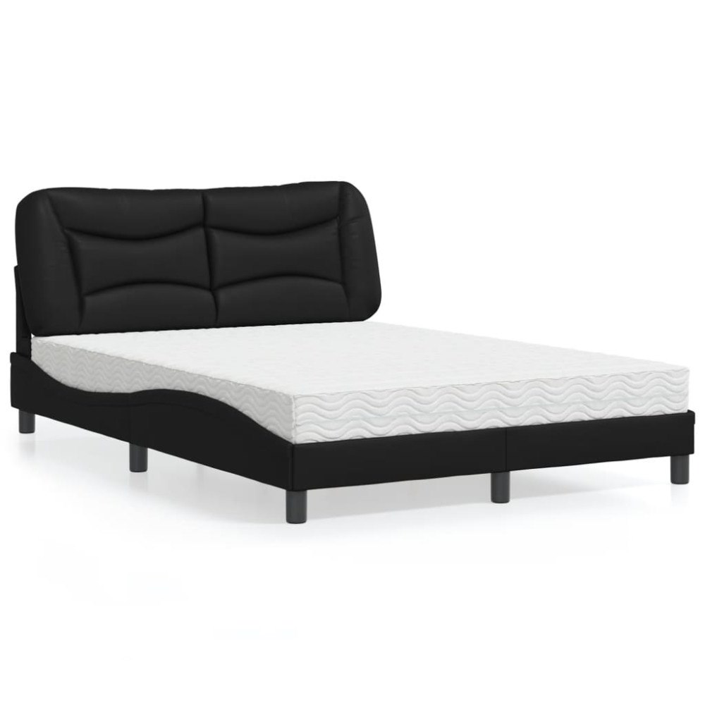 vidaXL Bed with Mattress "Hvar" Black 120x200 cm Faux Leather