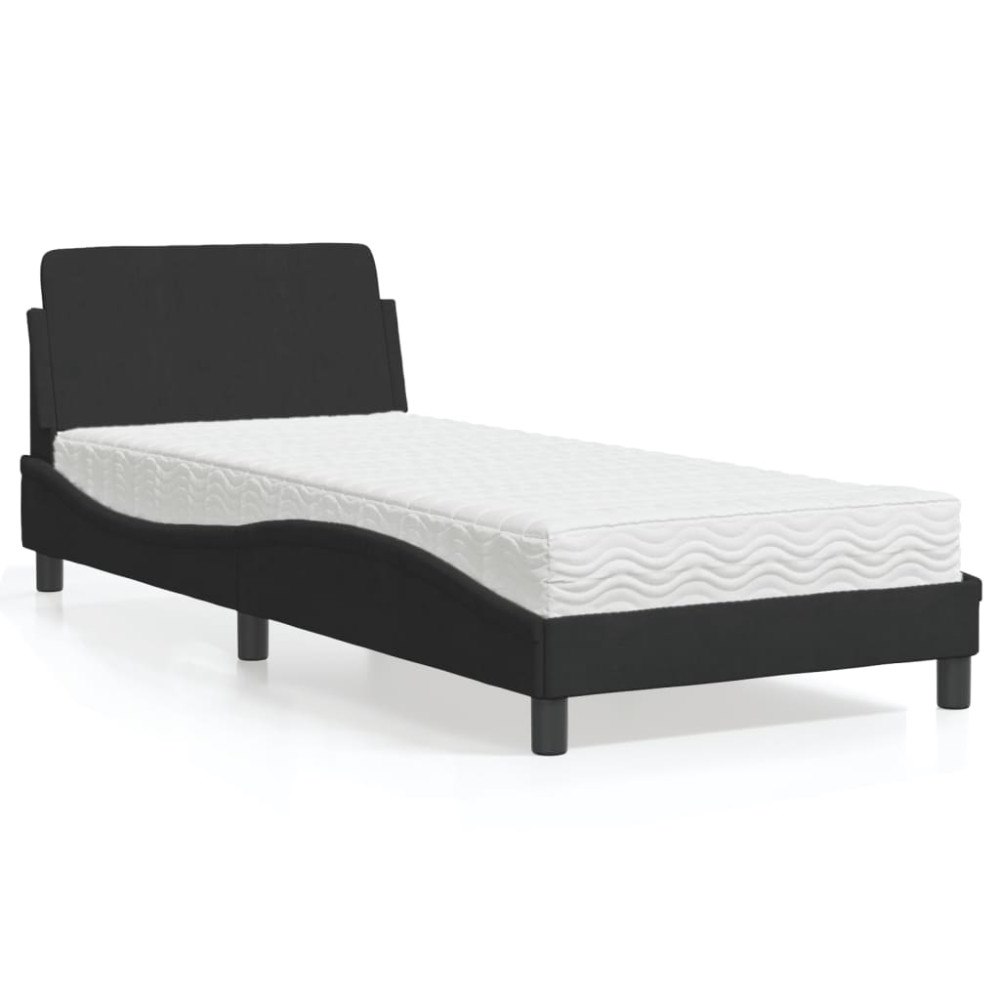 vidaXL Bed with Mattress "Dover" Black 90x200 cm Velvet
