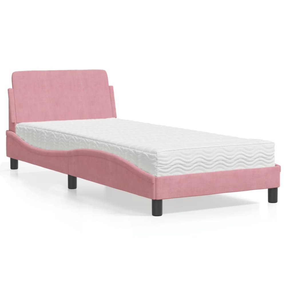 vidaXL Bed with Mattress "Dover" Pink 80x200 cm Velvet