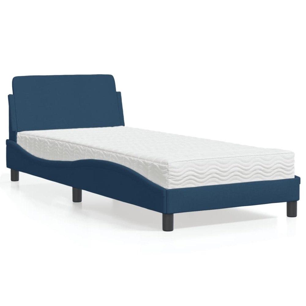 vidaXL Bed with Mattress "Dover" Blue 90x200 cm Fabric