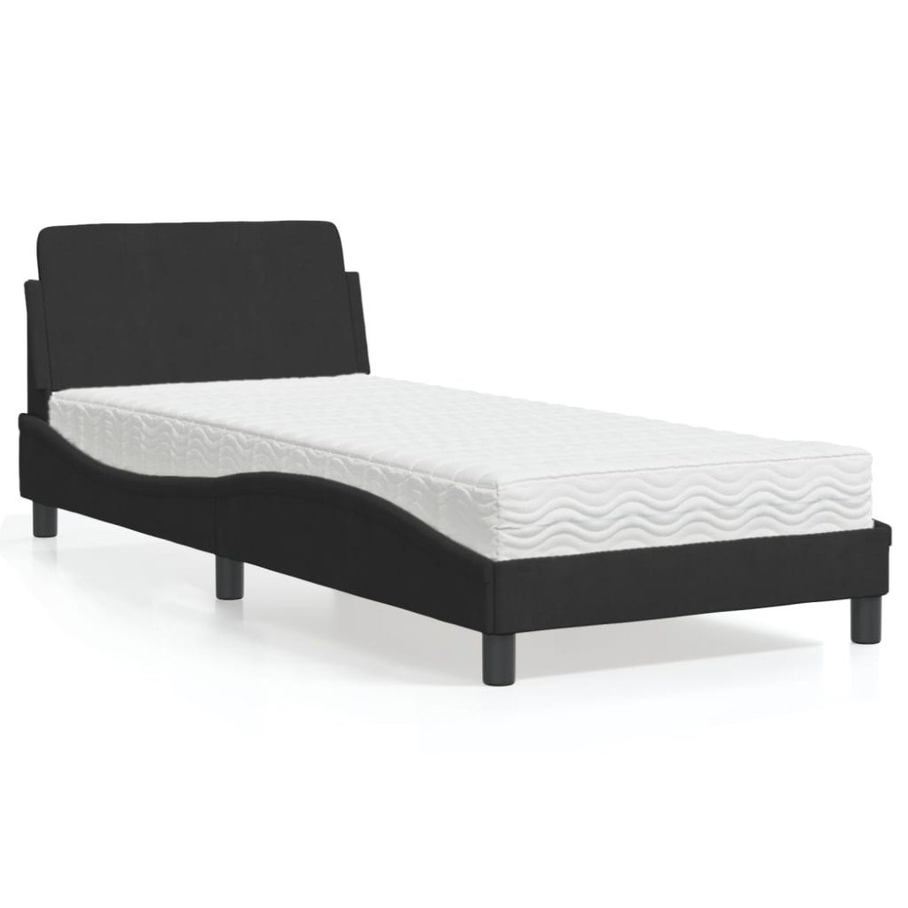 vidaXL Bed with Mattress "Dover" Black 80x200 cm Velvet