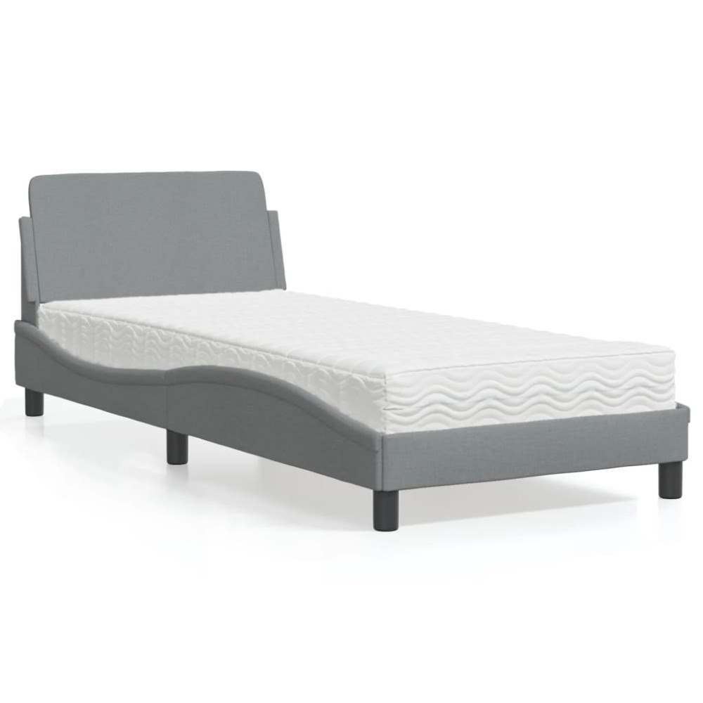 vidaXL Bed with Mattress "Dover" Light Grey 80x200 cm Fabric