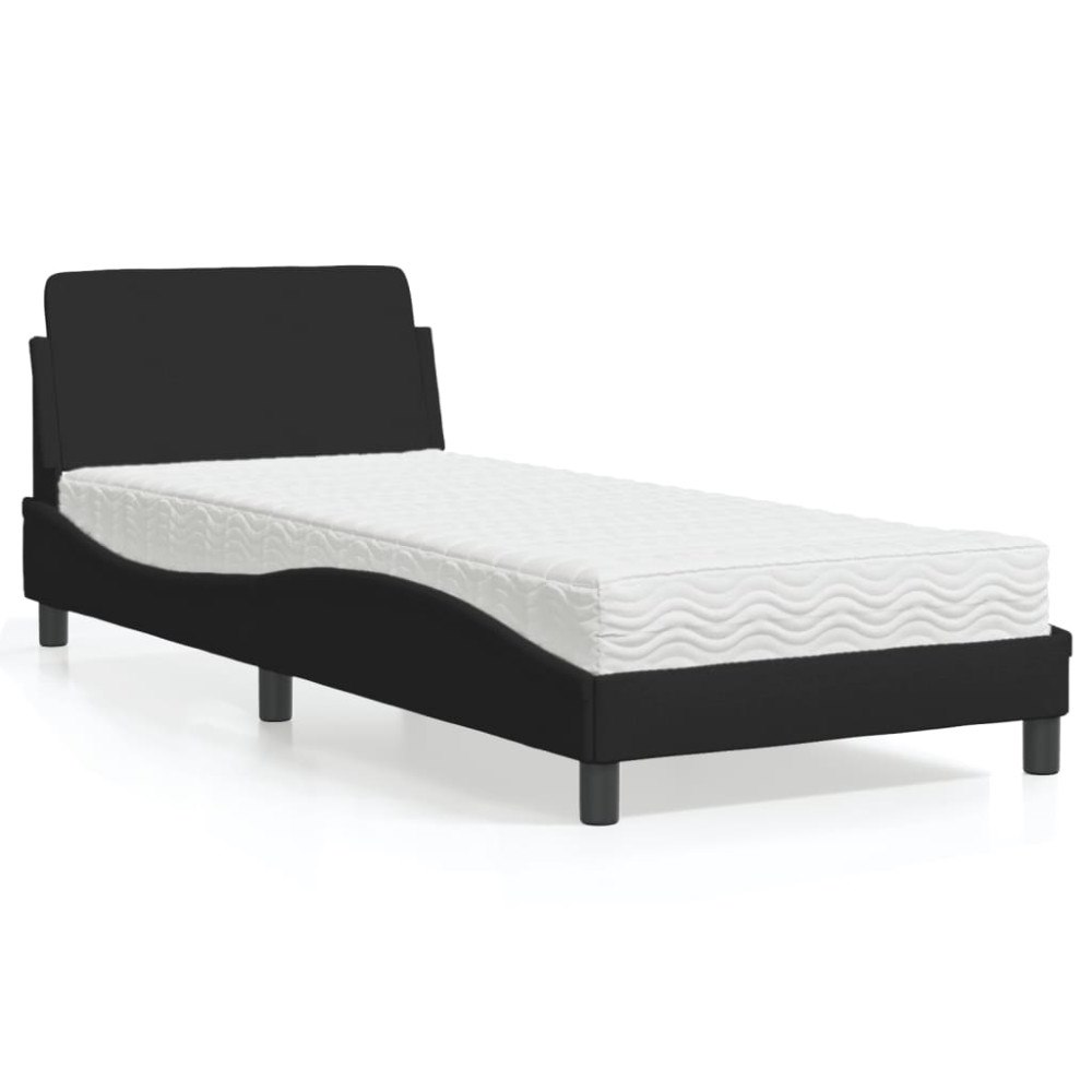 vidaXL Bed with Mattress "Dover" Black 80x200 cm Fabric