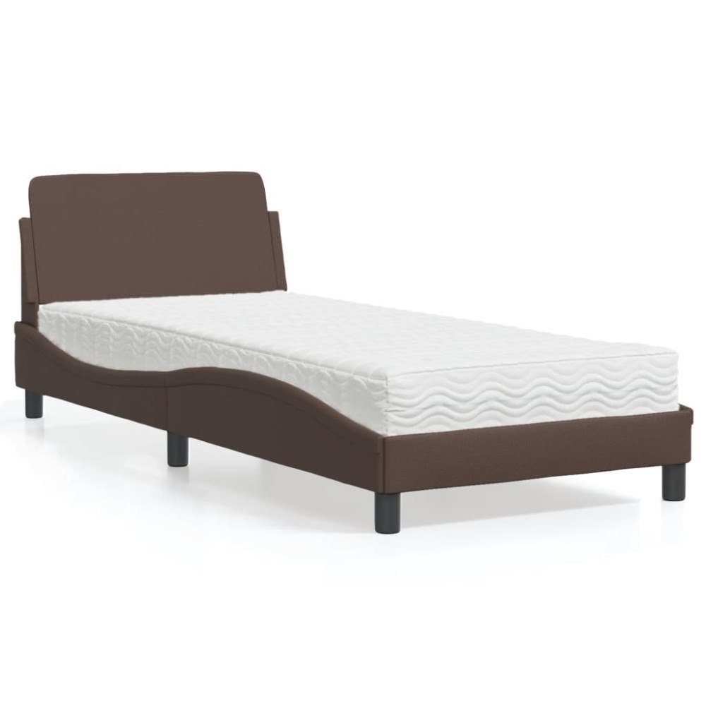 vidaXL Bed with Mattress "Dover" Brown 80x200 cm Faux Leather