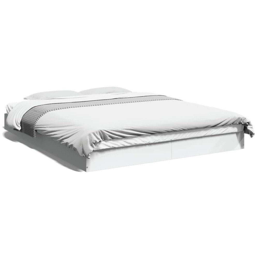 vidaXL Sängram vit 150x200 cm konstruerat trä