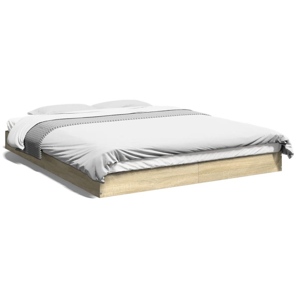 vidaXL Sängram utan madrass sonoma-ek 160x200 cm konstruerad trä