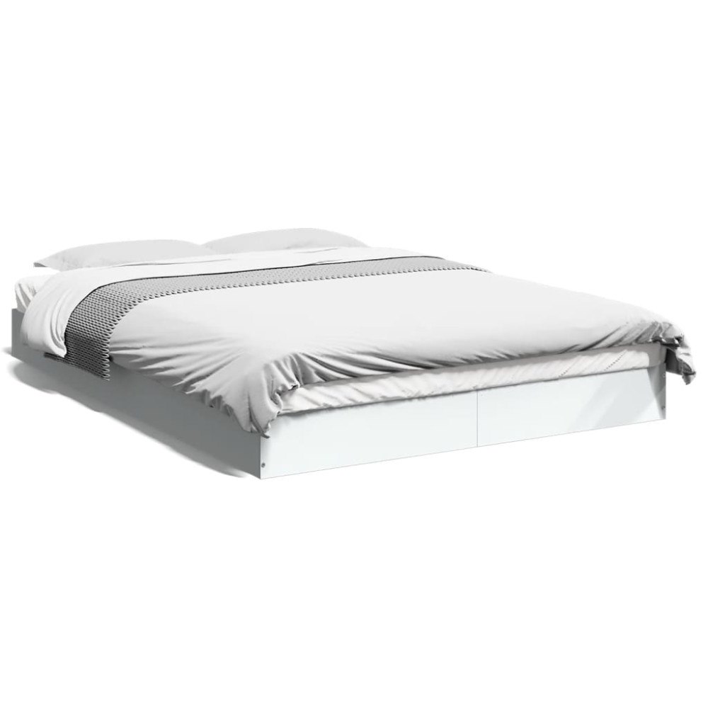 vidaXL Sängram vit 140x200 cm konstruerat trä