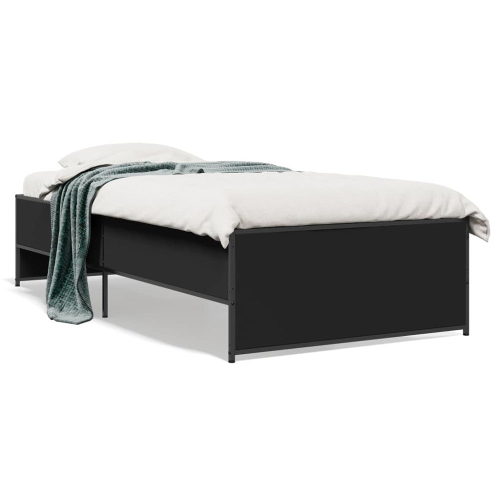 vidaXL Sängram svart 75x190 cm konstruerat trä och metall