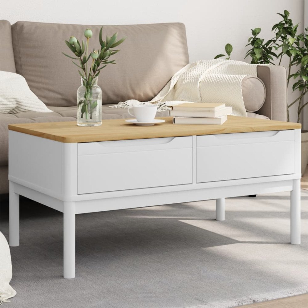 vidaXL Soffbord FLORO vit 99x55,5x45 cm massiv furu