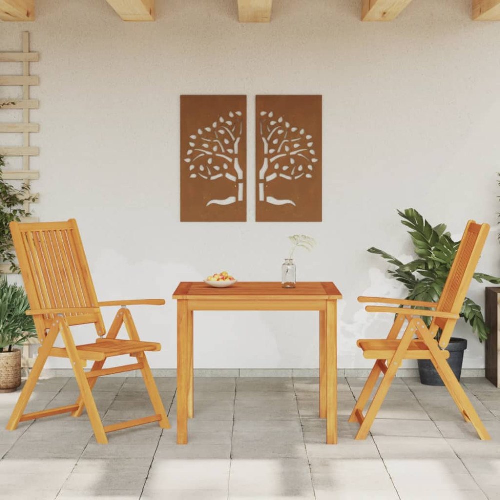 vidaXL Matgrupp för trädgården 3 delar 85x85x74 cm massiv akacia