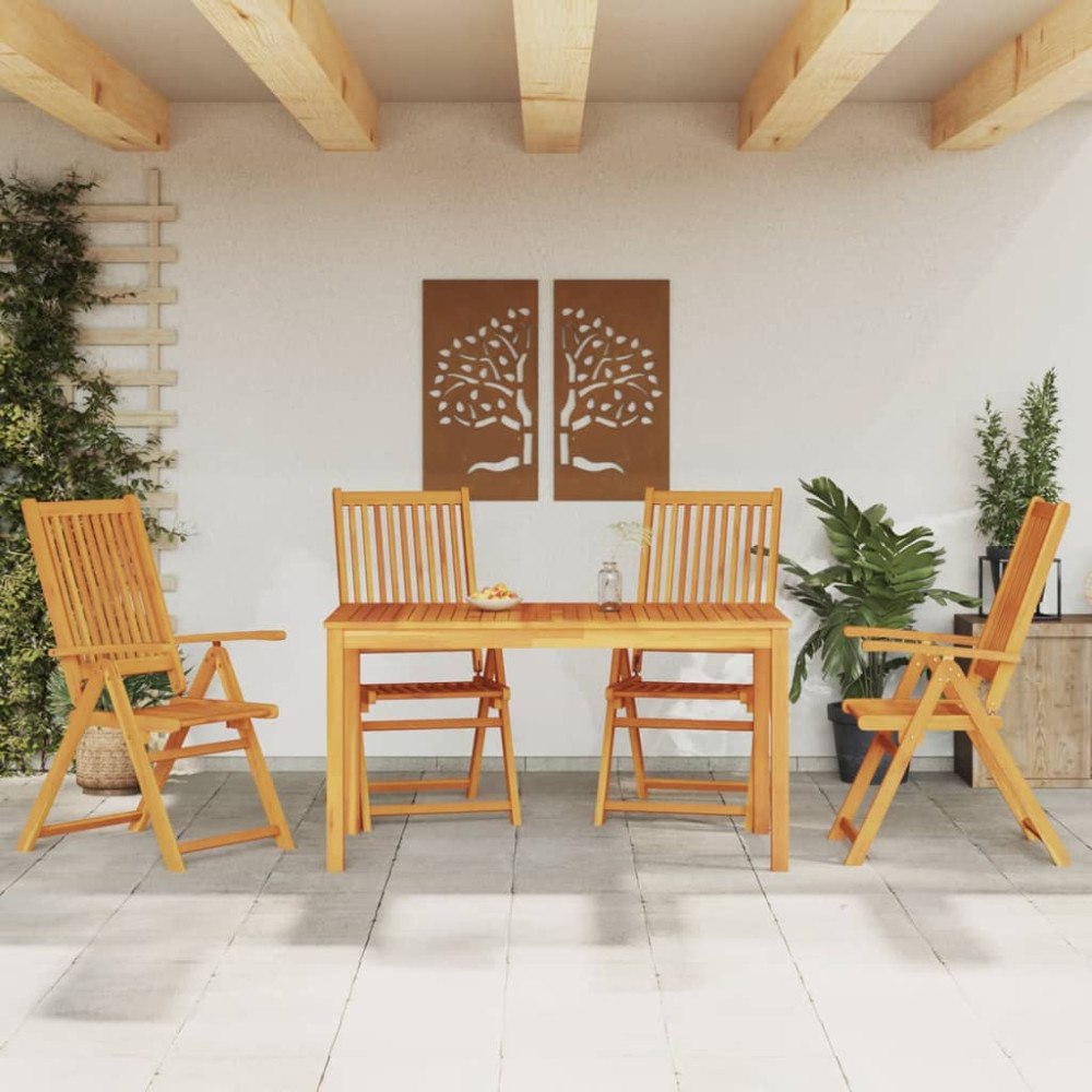 vidaXL Matgrupp för trädgården 5 delar 140x80x74 cm massivt akaciaträ