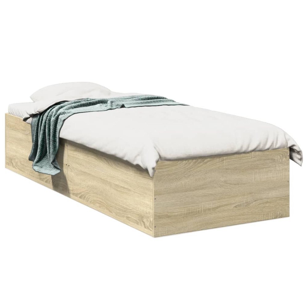 vidaXL Sängram utan madrass sonoma-ek 75x190 cm konstruerad trä