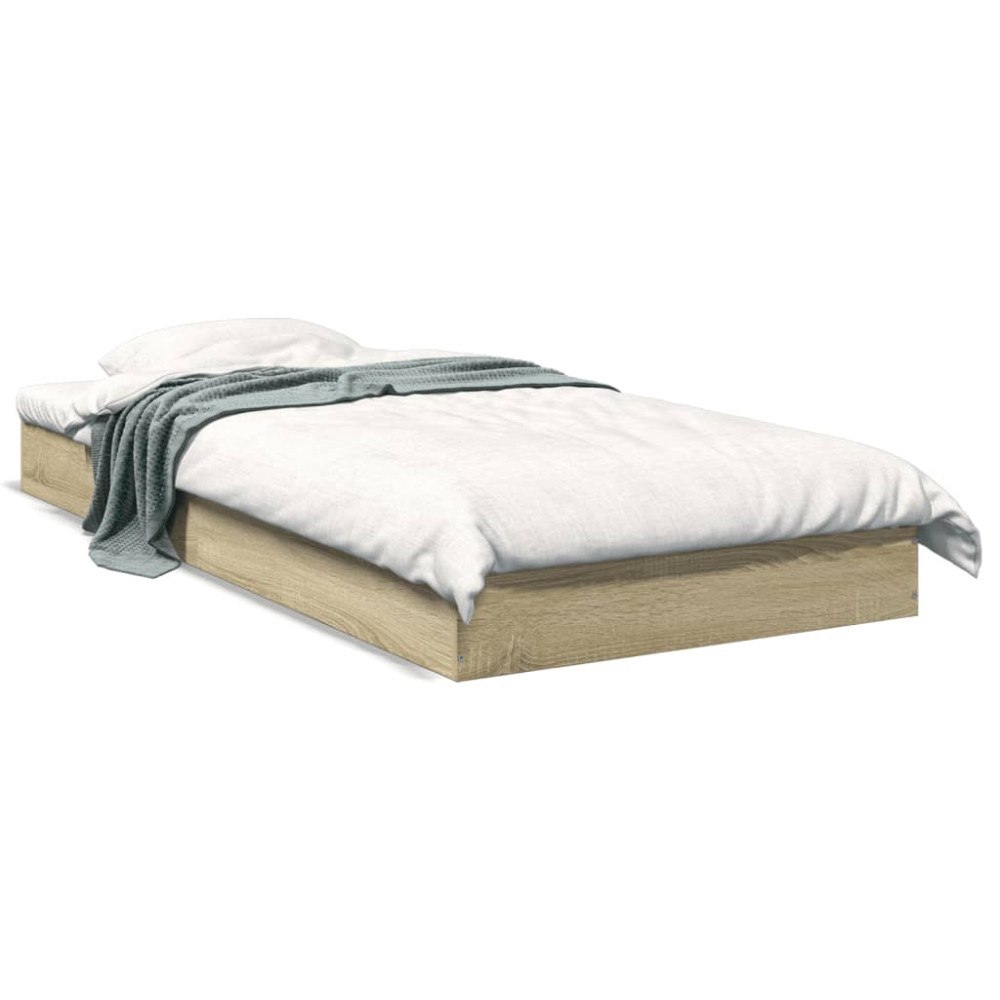 vidaXL Sängram utan madrass sonoma-ek 75x190 cm konstruerad trä