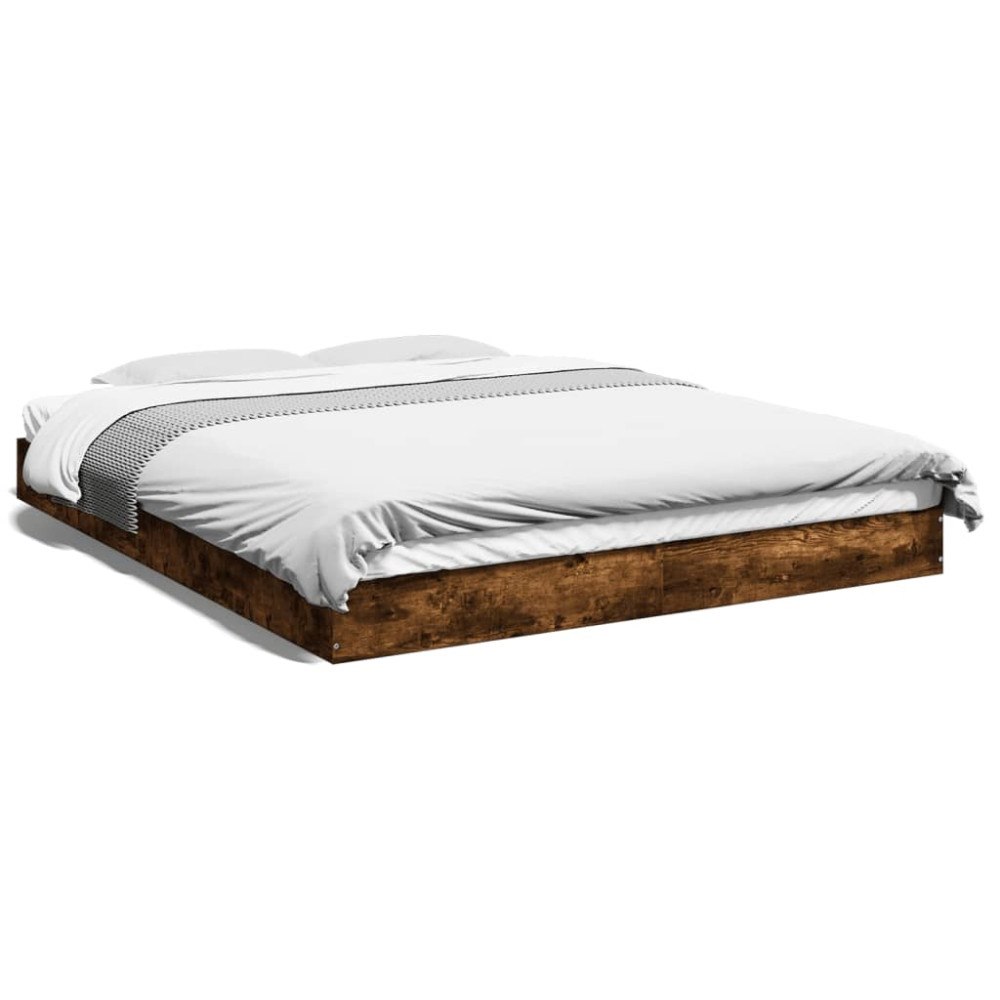 vidaXL Sängram utan madrass rökt ek 160x200cm konstruerat trä