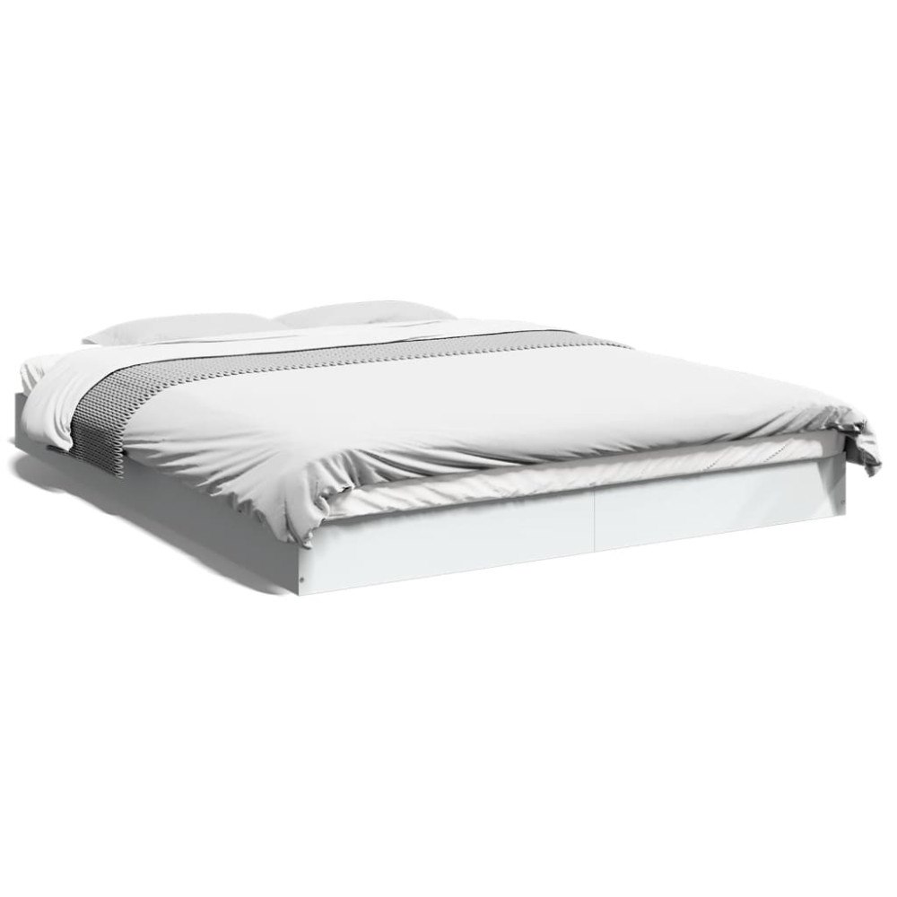 vidaXL Sängram utan madrass vit 160x200cm konstruerat trä