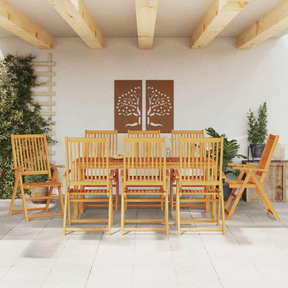 vidaXL Matgrupp för trädgården 9 delar 180x90x75 cm massivt akaciaträ