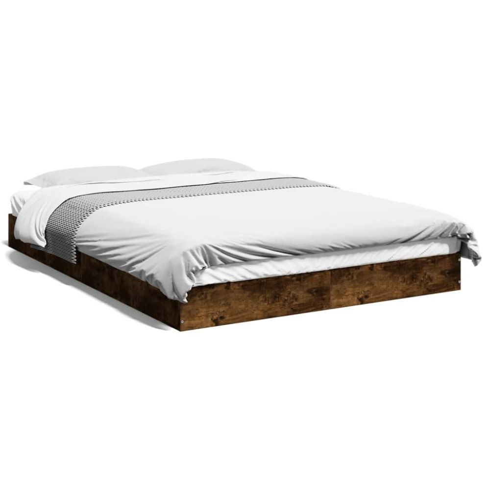 vidaXL Sängram utan madrass rökfärgad ek 140x200 cm konstruerad trä