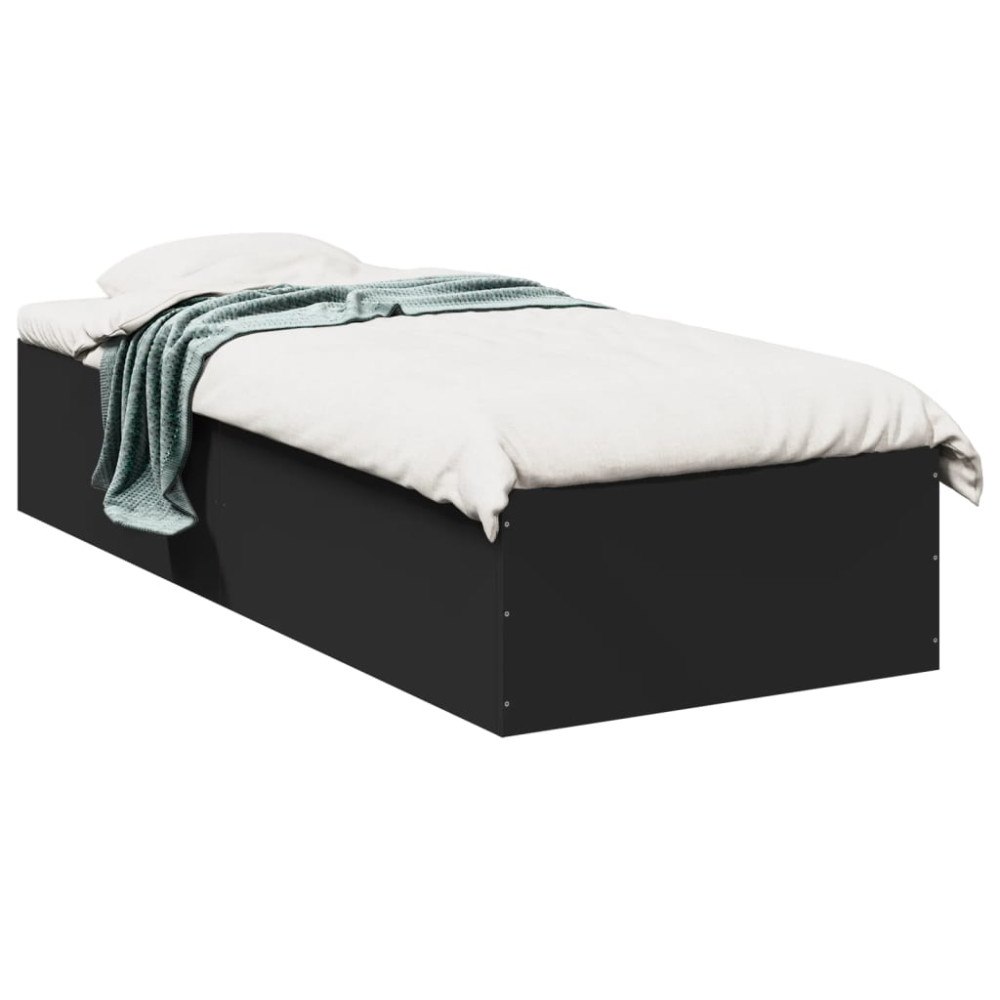 vidaXL Sängram svart 75x190 cm konstruerat trä