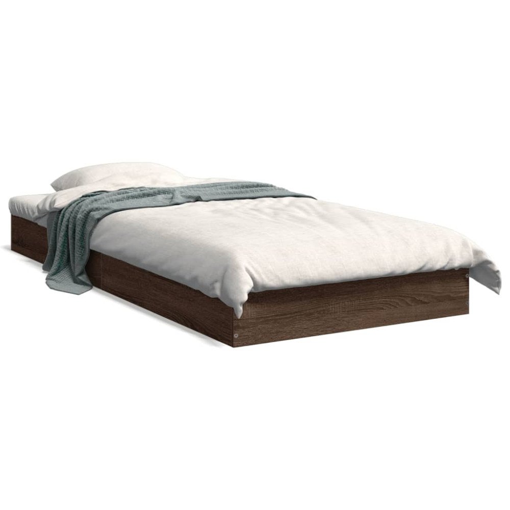 vidaXL Sängram utan madrass brun ek 75x190 cm konstruerad trä