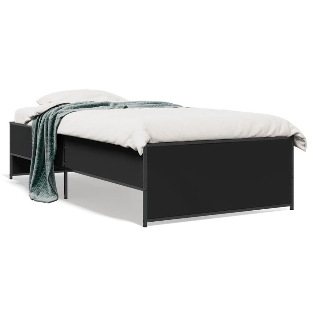 vidaXL Sängram svart 90x190 cm konstruerat trä och metall