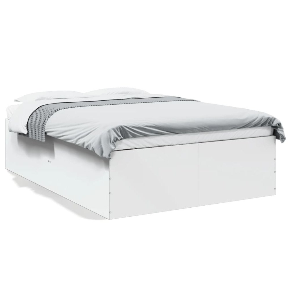 vidaXL Sängram vit 135x190 cm konstruerat trä