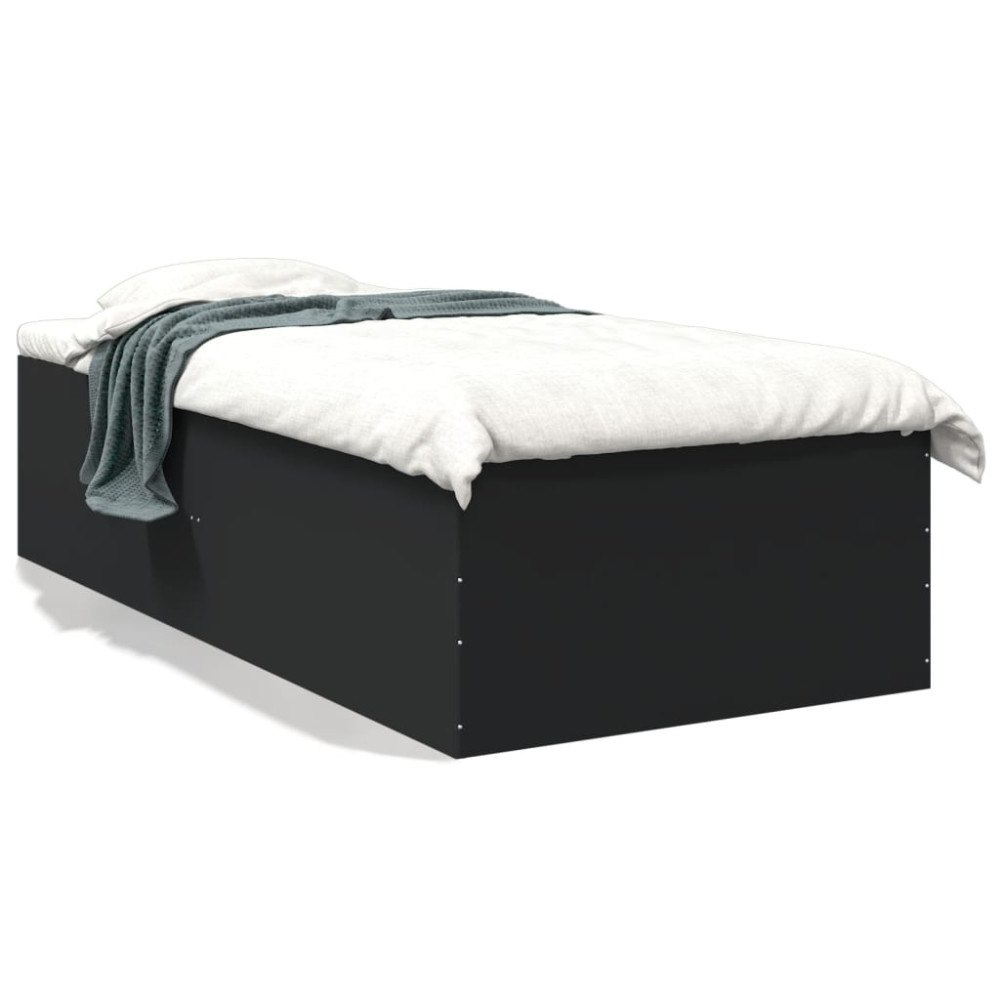 vidaXL Sängram svart 90x190 cm konstruerat trä